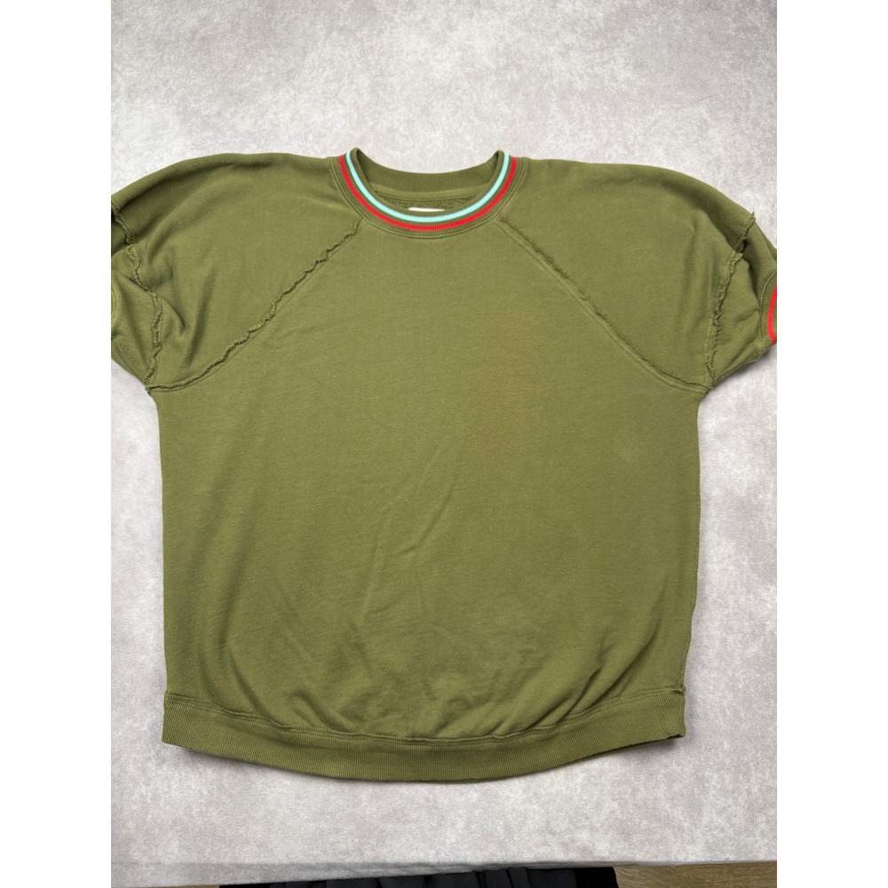 We The Free Free People Women S Green Short Sleeve Sweatshirt Oversized Boho